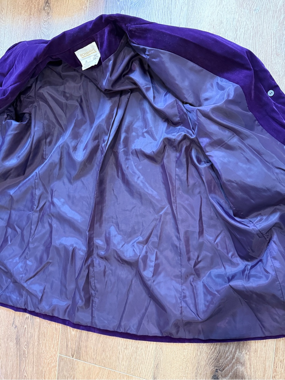 Roaman's Women's Plus Size Royal Purple Velvet 3-Button Blazer Jacket - Picture 2 of 8